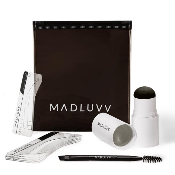 Kit de plantillas para cejas MADLUVV, fácil de usar, con 9 formas y bolsa