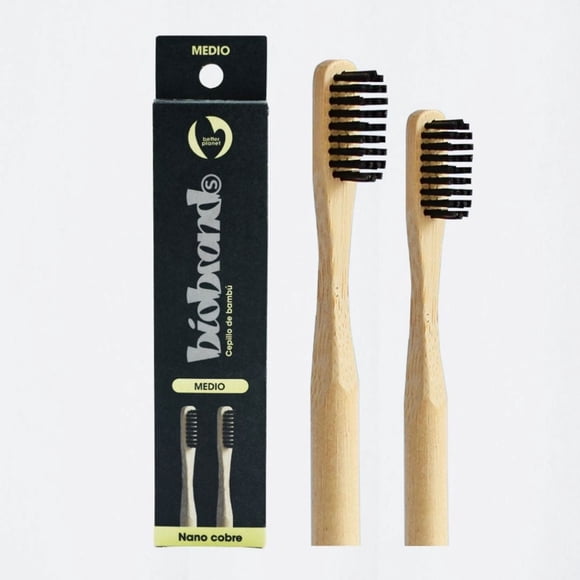 Pack Dúo Cepillo Dental Biodegradable Medio Negro, 2 Un