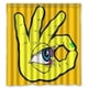 thumbnail image 1 of Cortina de ducha moderna de color amarillo frío, regalo, juego de cortina de baño con ganchos, tamaño 66 x 72 pulgadas, 1 of 3