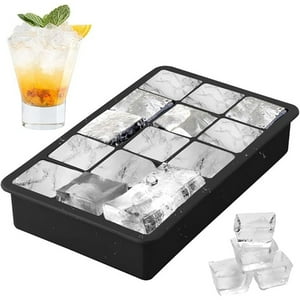 Veat00L - Moldes Y Bandejas De Silicona Para Hielo, Bandejas De Silicona Reutilizables, Moldes Para Paletas Con Tapa Para Cubitos, Cócteles, Whisky, Fácil Liberación, Sin Bpa