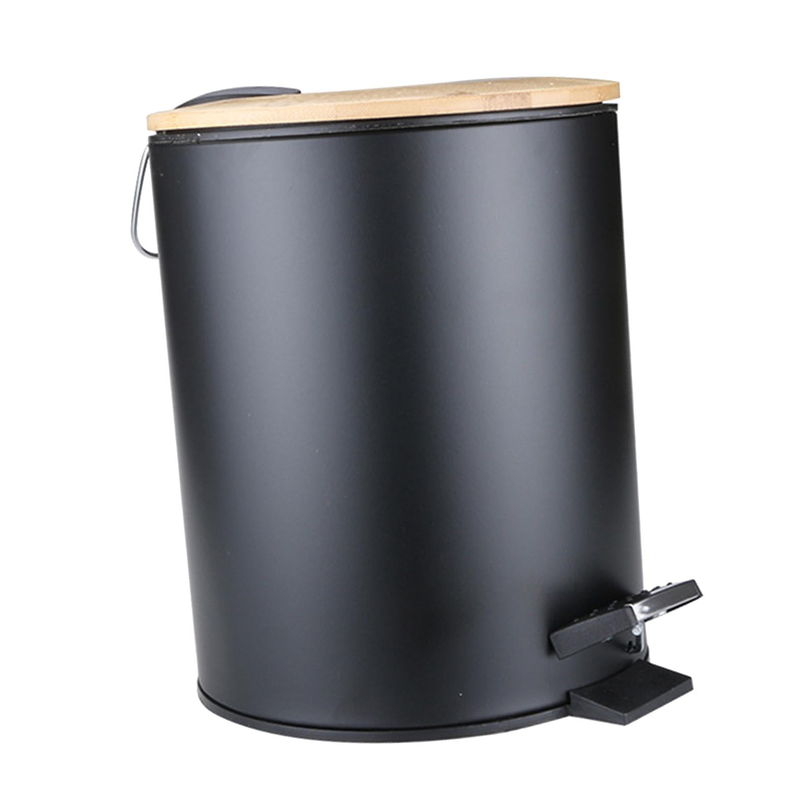 Bothyi - Cubo De Basura De Madera Con Escalón Abatible Cubo De Revestimiento Extraíble Para Dormitorio Oficina Cocina 5l Negro