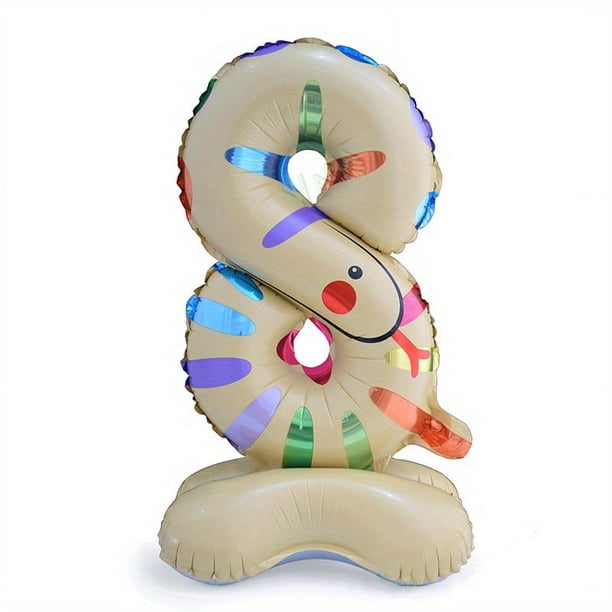 1pc, Creative Animal Number Stand-up Number Balloon Cute Cartoon Animal Stand-up Number Balloon Birthday Party Number Balloon Party Number Balloon Decoration Party Decoration Party Supply, Photo Prop,