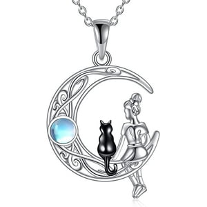 Vousez - Collar Mujer Luna Gato Opalo Plata 925