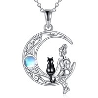 Vousez - Collar Mujer Luna Gato Opalo Plata 925