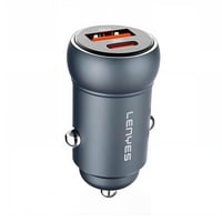 Cargador Auto Lenyes Ca55 Usb C + Usb Carga Rápida 30W Aluminio
