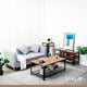 thumbnail image 2 of Mesa de centro metal madera oscura walnut enrejada 106x60, 2 of 4