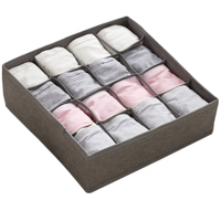 Genérico - Organizador De Cajones Ropa Interior Gris Oscuro 16 Bolsillos 32X32X10Cm