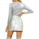 thumbnail image 3 of INSPIRE CHIC Top de Mujer de Manga Larga Brillante con Purpurina Metálica S Plata, 3 of 8