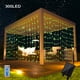 thumbnail image 1 of 1pc 300/200/100 LED Solar Curtain Light, Multiple Color Options, Outdoor Remote Control, 8 Lighting Modes Fairy Light, IP65 Waterproof Copper Wire Light, Christmas Party Wedding Family Bedroom Garden, 1 of 3