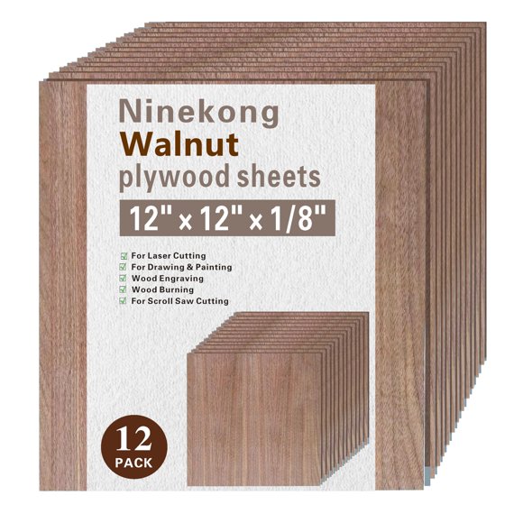 Láminas de madera contrachapada de nogal Ninekong de 3 mm, 30,5 x 30,5 cm, para manualidades
