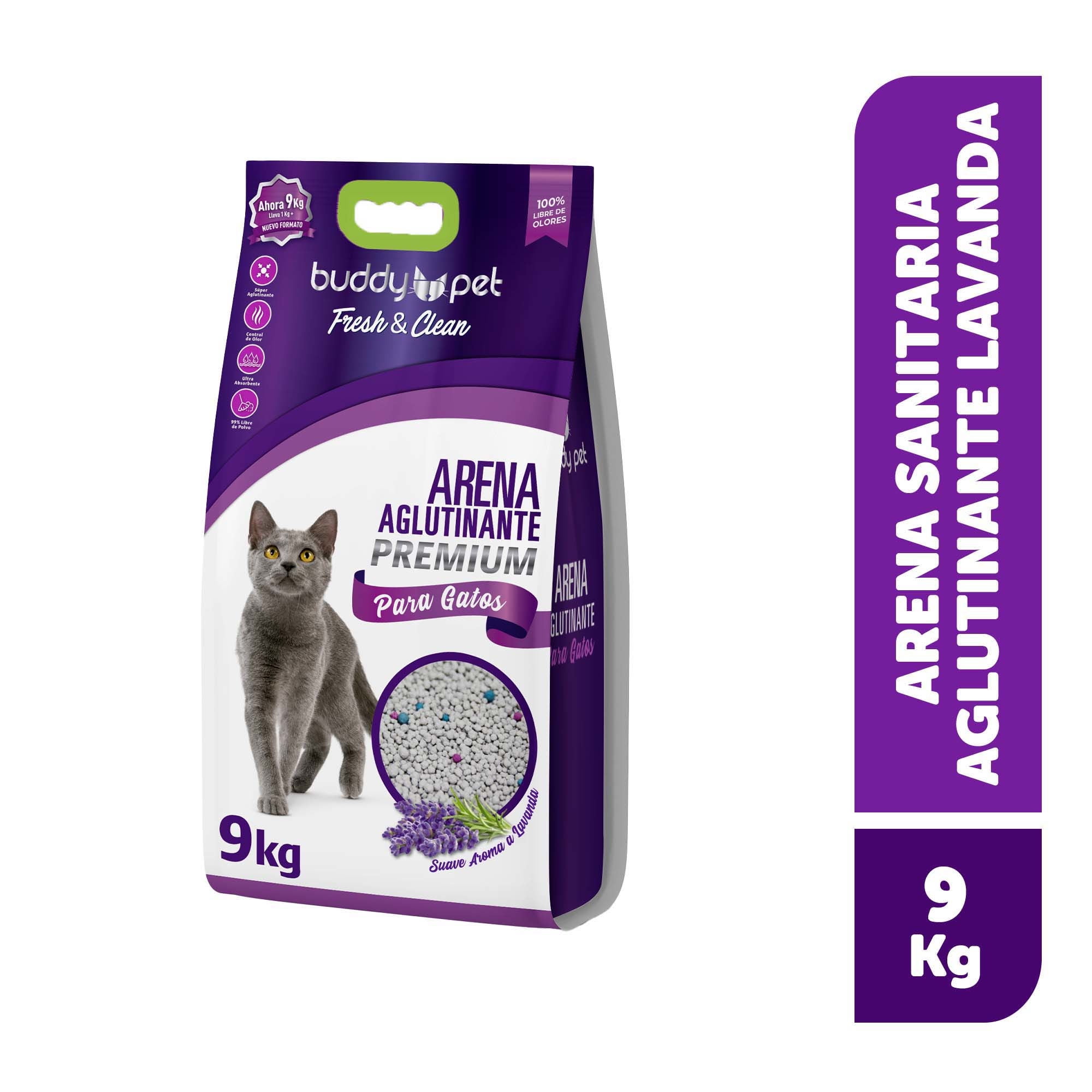 Arena Sanitaria Para Gato Aglutinante Con Aroma A Lavanda Bolsa 9 Kg Buddy Pet
