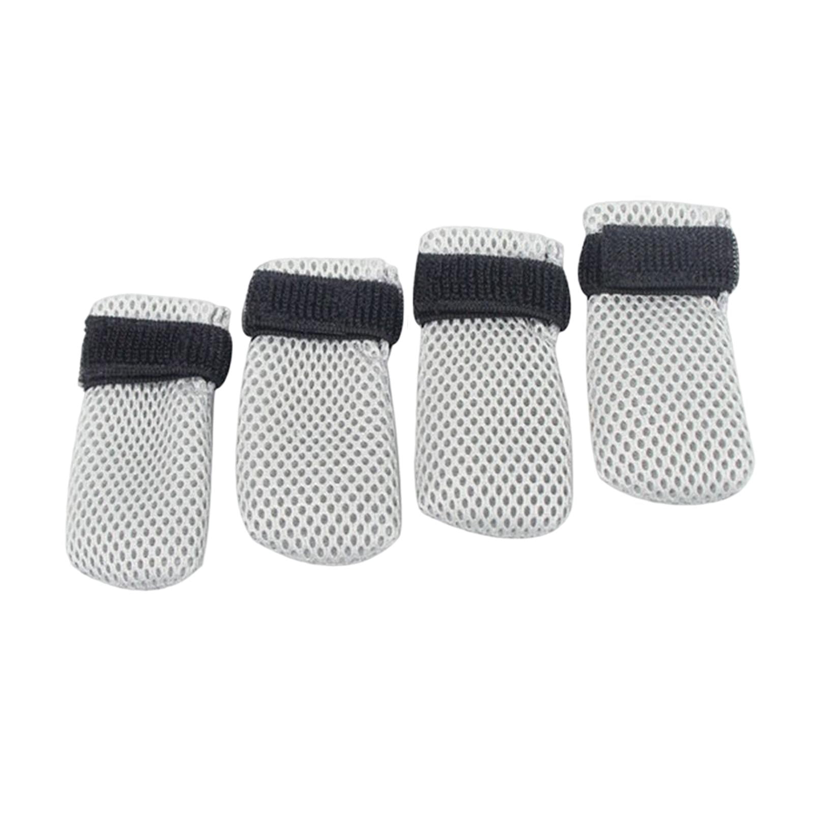Magideal - 4 Uds. De Cubiertas Para Pies De Mascotas, Protector De Patas, Zapatos Antiarañazos, Botas De Gato De Malla Suave Ajustables Para Baño De Gatos, Corte Gris M