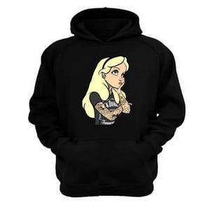 Genérico - Polerón Canguro Alicia Rock & Roll Negro Talla S Unisex