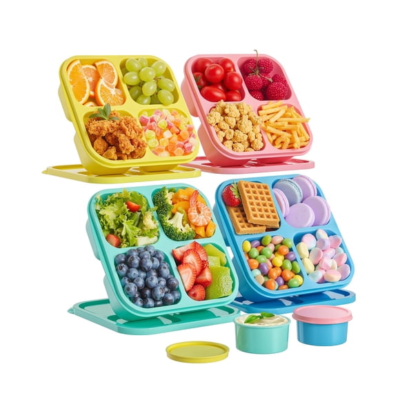 Set de cajas para snacks Canfanni con 4 compartimentos, apilables y libres de BPA
