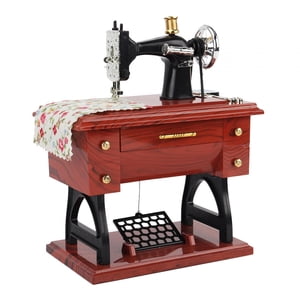 Magideal - Caja De Música Para Máquina De Coser, Mini Decoración De Mesa, Figuritas En Miniatura, Caja De Música De Cuerda, Juguete Musical Vintage Para El Hogar