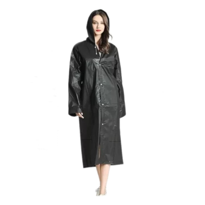 Genérico - Portátil Capa Poncho Para La Lluvia 100% Impermeable Duro 2p, Negro