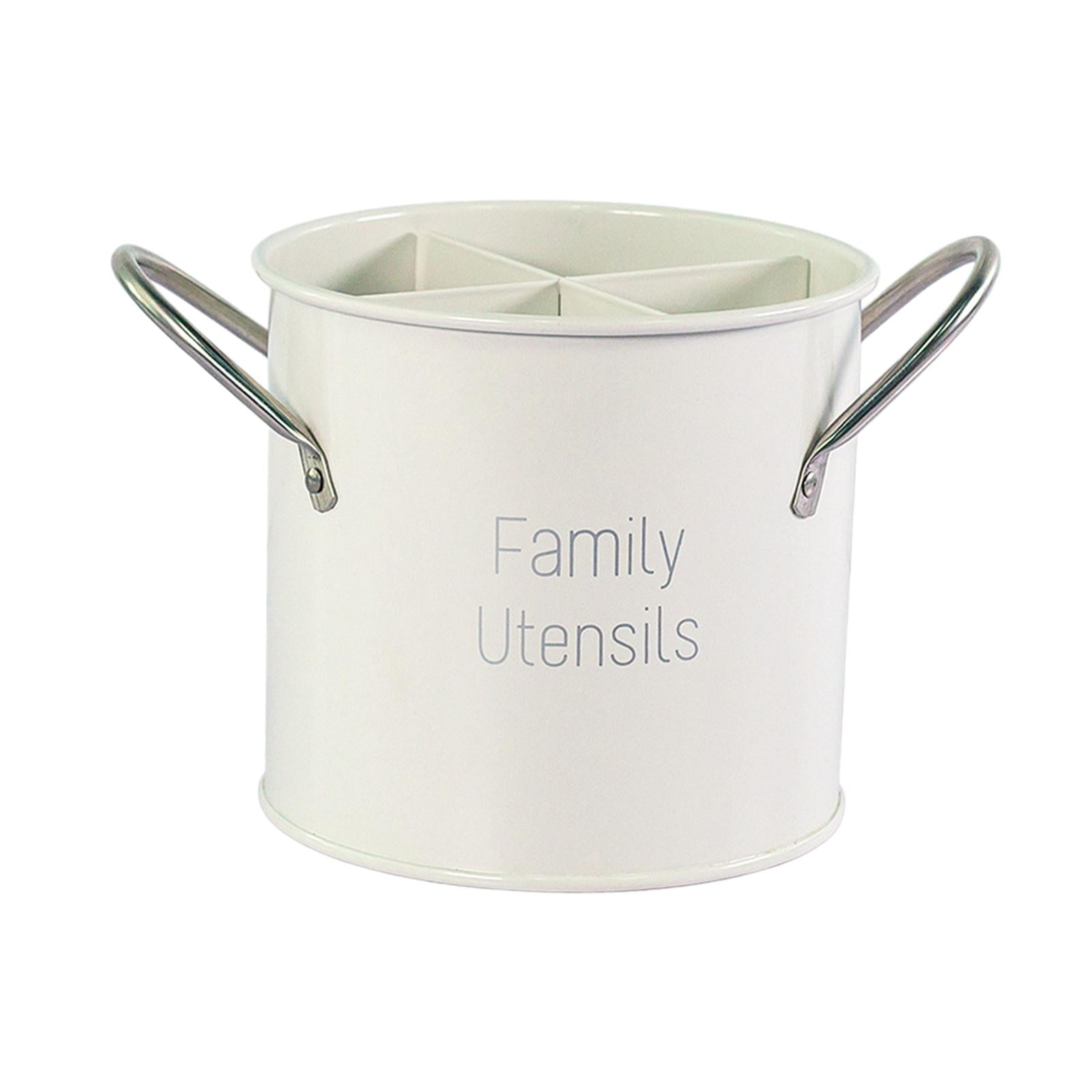 Magideal - Organizador De Utensilios De Cocina Elegante Para Almacenamiento En Encimera Blanco