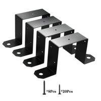 Xusx111 - 4 Pcs 4X4 Correa Post Ties | Soportes De Poste De Cerca De Uso Pesado Con Recubrimiento De Polvo Negro | Soportes De Poste De 4 ""X4"" Para Viga De Madera Y Soportes De Montaje De Gazebo