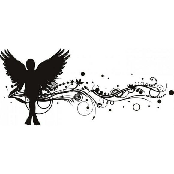 Decomural Angel With Floral Vine Angels And Wings WS-18674