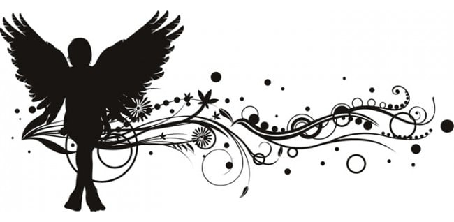 Rienda Libre Graphics - Decomural Angel With Floral Vine Angels And Wings Ws-18674