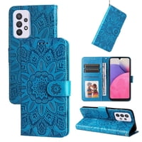 Funda Tipo Cartera Foxdock Para Samsung Galaxy A33 5G , Diseño Girasol En Relieve, Cuero Pu, Cierre Magnético, Soporte Y Tarjetero