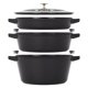 thumbnail image 1 of Juego de ollas de hierro fundido STAUB de 4 piezas apilables negro mate, 1 of 9