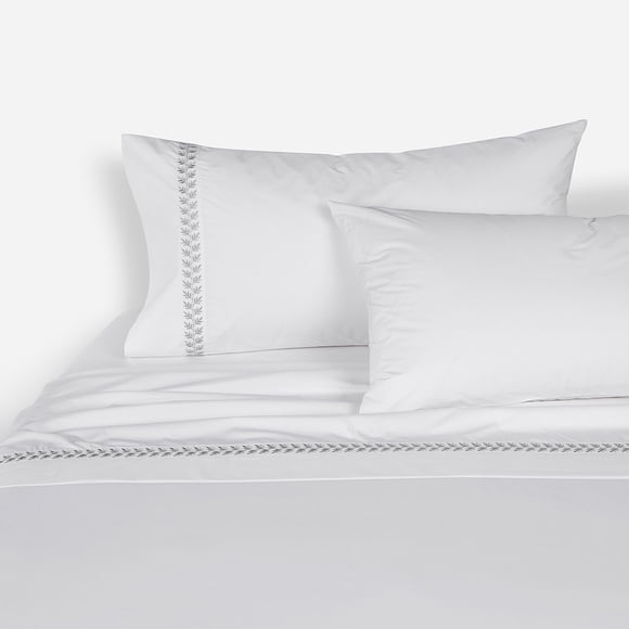 Sábana Rosen 220 Hilos Bordada Hoja Blanca King