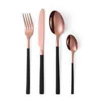 Set Cubertería 24 Pzs Goldrose/Negro Acero Inoxidable Lugano