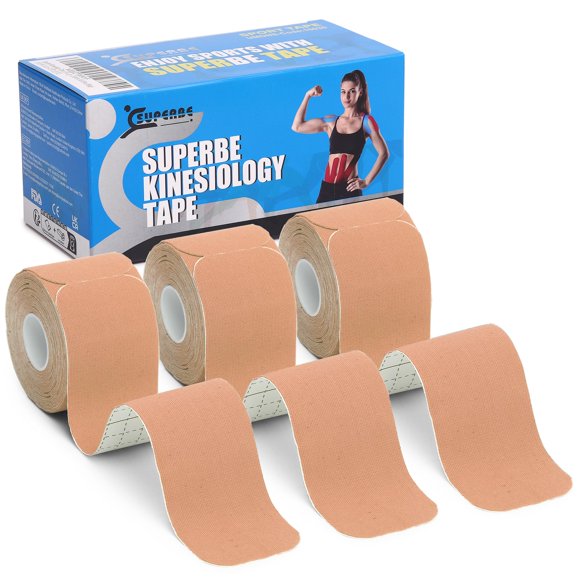 Cinta de kinesiología SUPERBE K Athletic de 5 cm x 5 m (paquete de 3 rollos)