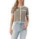 thumbnail image 1 of INSPIRE CHIC Chaqueta de punto de tweed para mujer de regreso a clases, manga corta, cuello redondo, cárdigan corto, caqui negro M, 1 of 6
