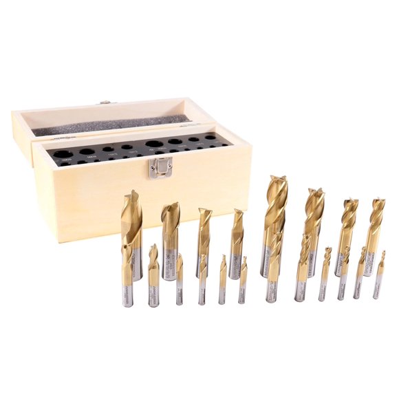 Juego de 20 fresas de extremo Accusize Industrial Tools 3‑20 mm con recubrimiento TiN