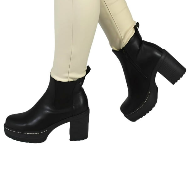 Botin de Mujer Taco Cuadrado 17 Yassne Negro Lider