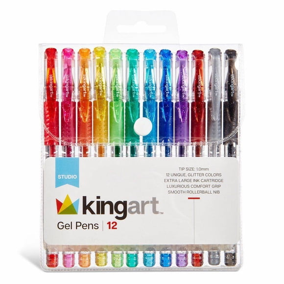 Lapices Gel KINGART Glitter Set 12 Colores Punta Fina 1mm