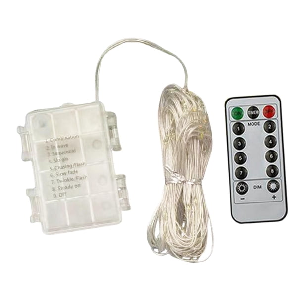 Lámpara de cuerda para sombrilla de Patio, tiras de lámparas de Led decorativas, lámpara regulable, 8 modos de brillo con control remoto para césped, Blanco verdadero