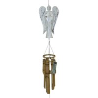 Campanilla De Viento Cohasset Gifts 630Dw De Bambú Con Forma De Ángel, Color Blanco