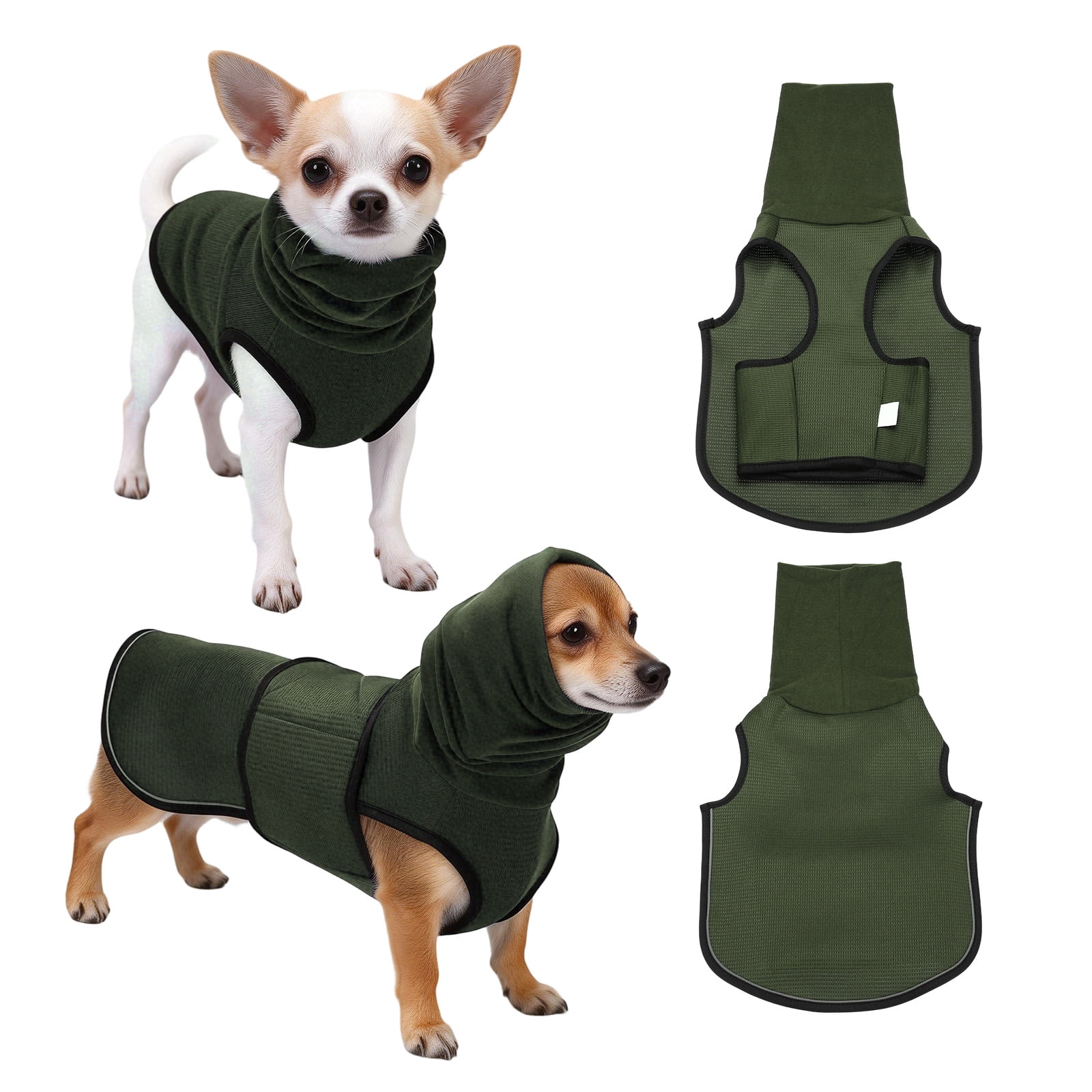 Uxcell Sudadera Calmante para la Ansiedad del Perro, Chaqueta Chaleco para la Ansiedad del Perro Transpirable Ajustable con Capucha, Mantiene al Perro Calmado, XL, (Verde Militar)