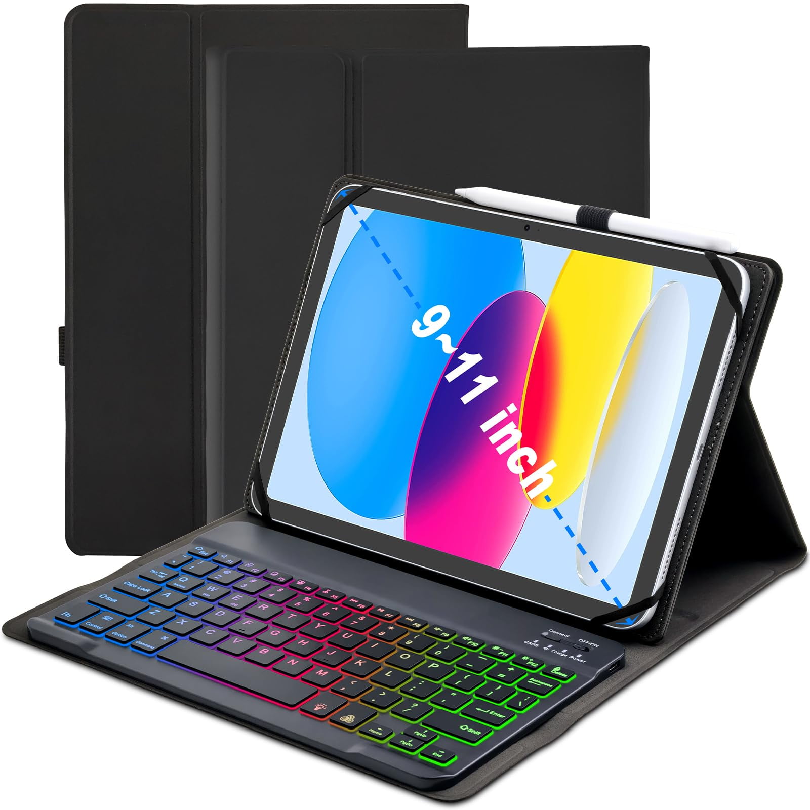 Funda Con Teclado Para Tableta Xchytecher Universal De 9,7 A 11 Pulgadas, Negra