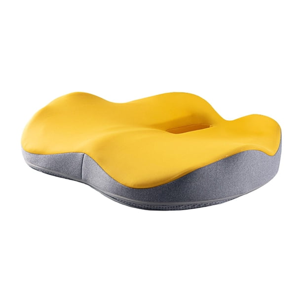 Cojín de asiento, cojín de espuma viscoelástica, cojín para silla, diseño hueco, lavable, ergonómico, cojín para silla de oficina, cojín para silla de Amarillo Gris Claro