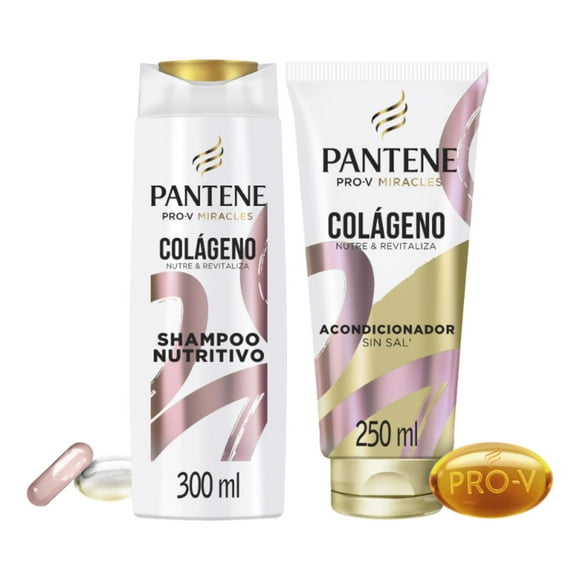 Shampoo Pantene y Acondicionador Pro-V Miracles Cólageno Nutre y Revitaliza, 2 Un