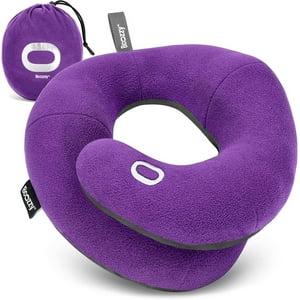 Almohada Cervical De Viaje Bcozzy Patentada Con Doble Soporte, Color Morado