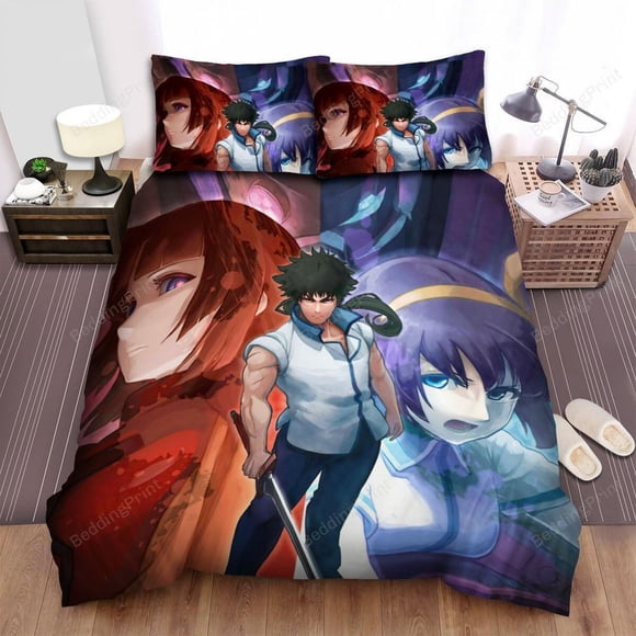 Kuromukuro Main Characters Art Painting Quilt Duvet Cover Set Soft Pillowcase3-Piece Bedding Set
