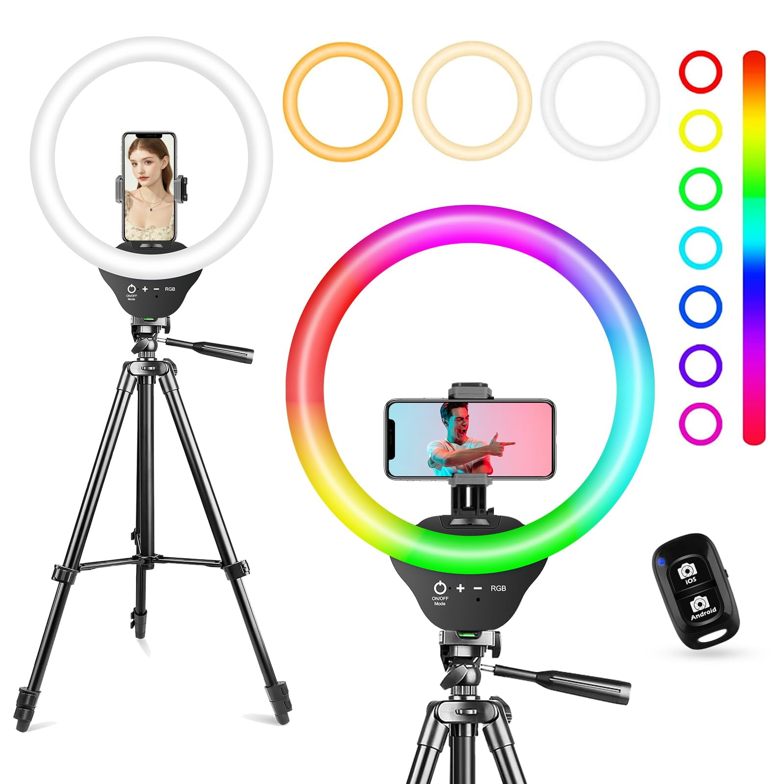 Ring Light Sensyne Rgb De 10 Pulgadas Con Soporte Para Trípode De 50 Pulgadas