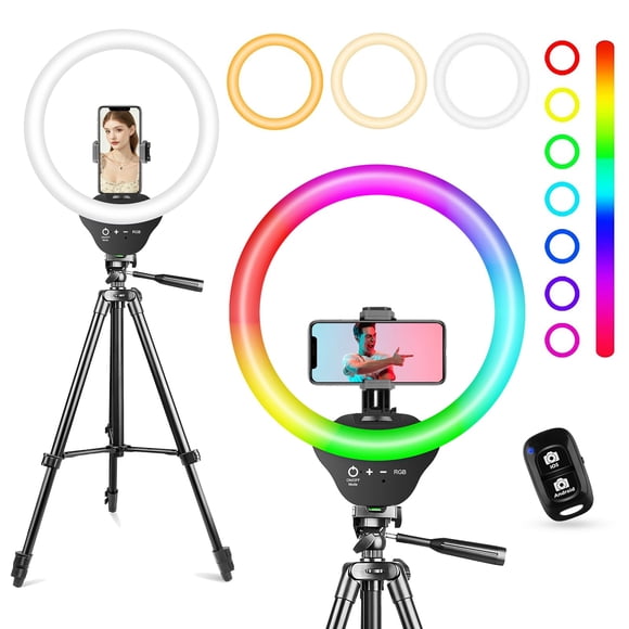 Ring Light Sensyne RGB de 10 pulgadas con soporte para trípode de 50 pulgadas