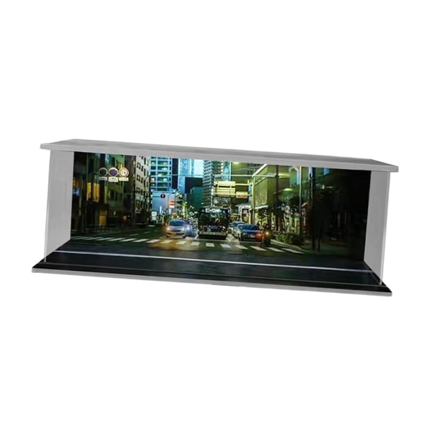 Estuche de exposición LED para estacionamiento 1:64, Fondo de escaparate de garaje para vehículos, funda protectora acrílica para diseño de modelos de Cruz