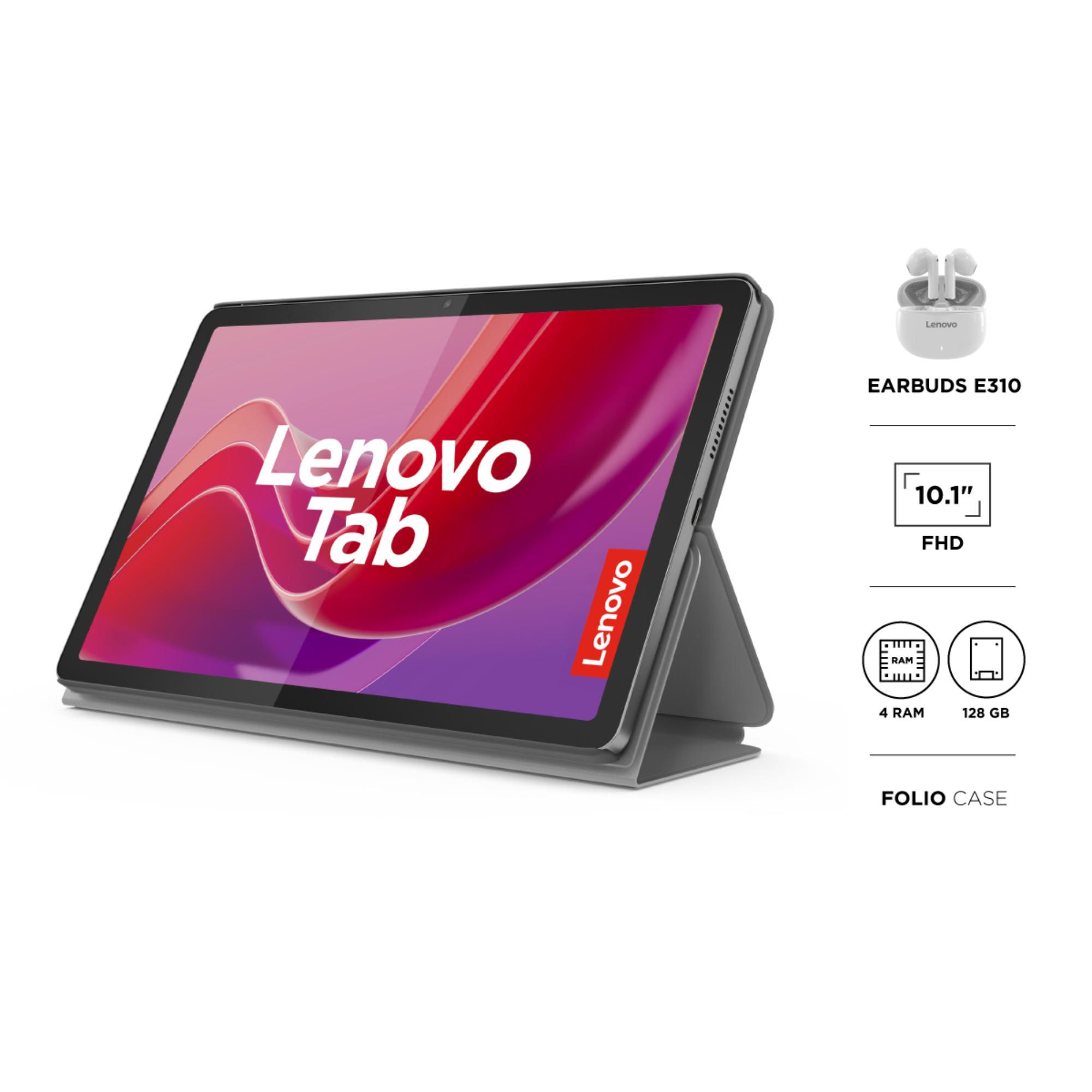 Lenovo - Tablet Zaeh0132Cl 10.1"" Wuxga 4Gb 128Gb Gris + Audífonos + Folio Case