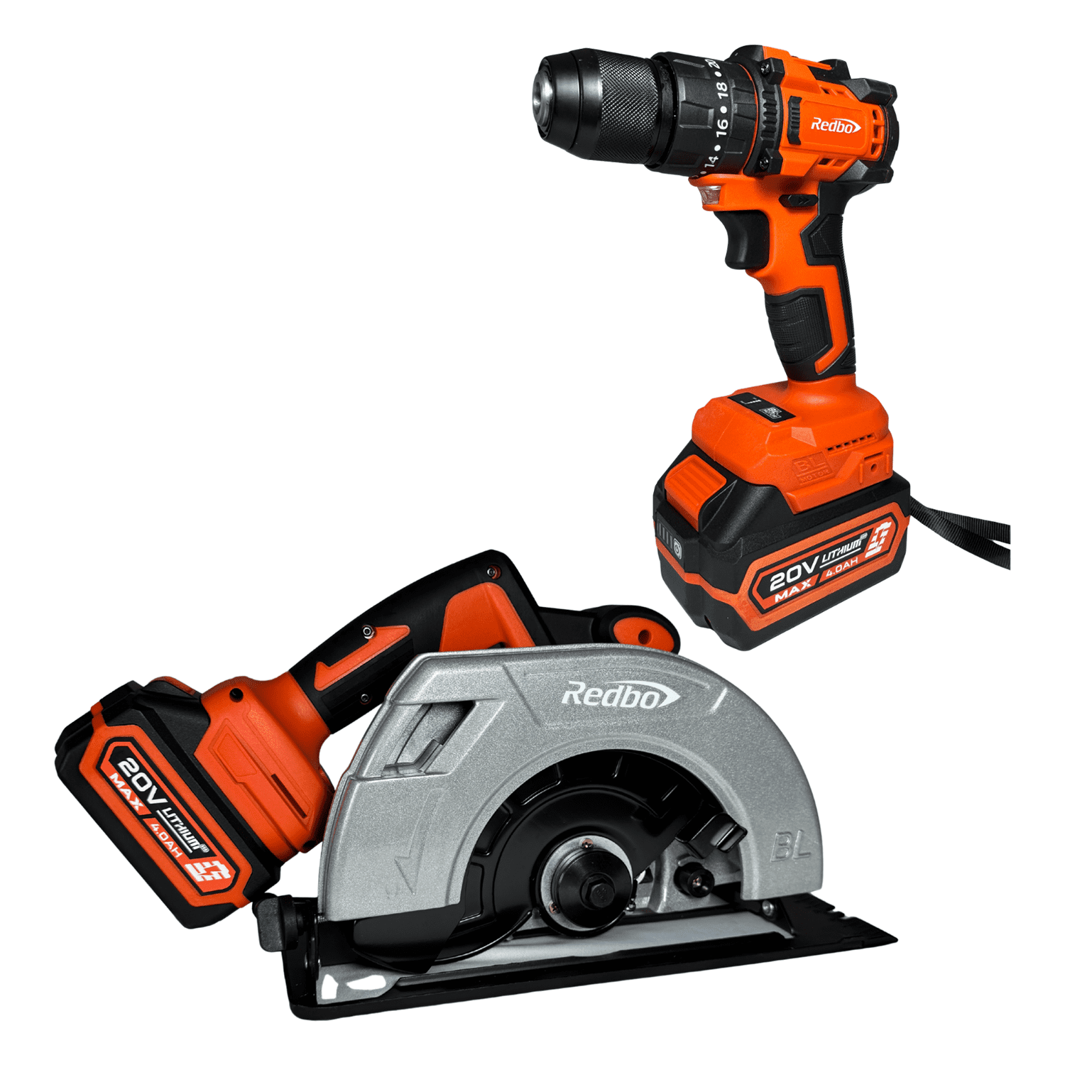 Combo Inalámbrico Brushless Redbo: Taladro Percutor + Sierra Circular 180mm (20v, 2 Baterías 4.0ah)