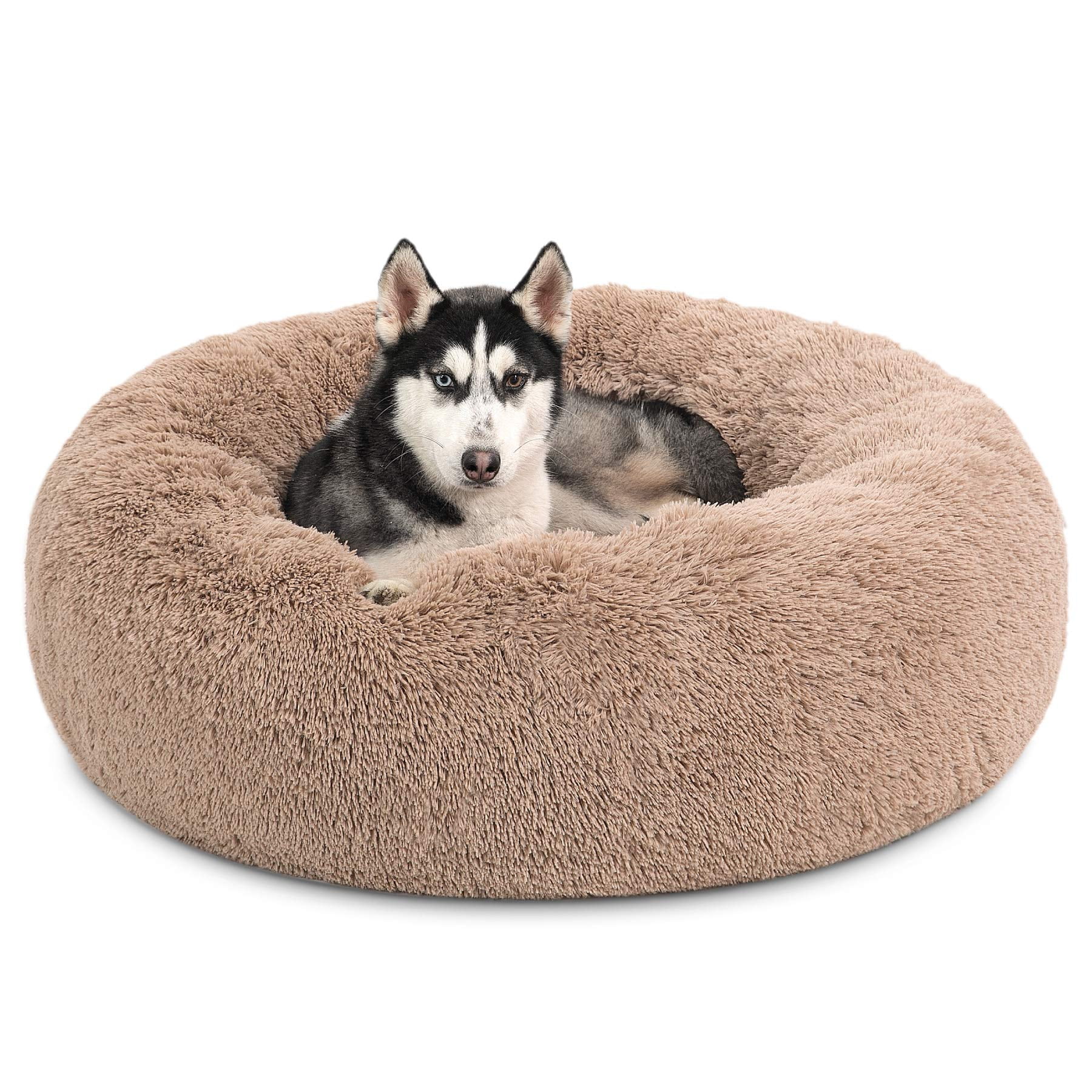 U By Bedsure - Cama De Cama Para Perros, Relajante Y Rosquilla, Lavable Para Perros Grandes, Color Camello