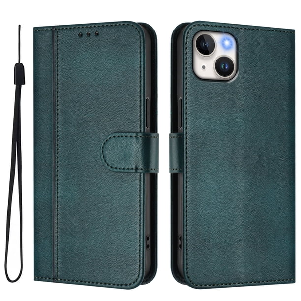 Funda Cartera para iphone 14 Plus Protección 360° con Ranuras para Tarjetas y Soporte Verde