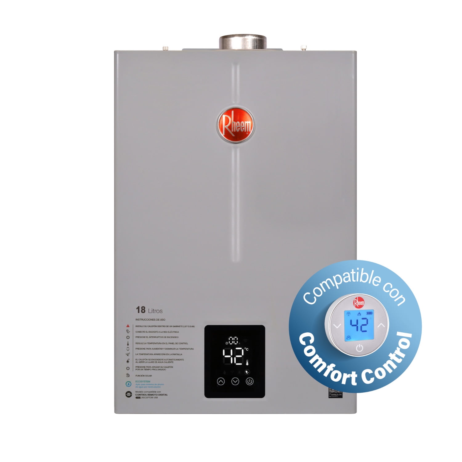 Rheem - Calefon 18 Litros Gas Natural Tiro Forzado