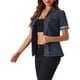 thumbnail image 4 of INSPIRE CHIC Chaqueta de Mezclilla de Regreso a Clases para Mujer Camisa de Jean con Botones y Cuello de Manga Corta Azul Oscuro S, 4 of 6